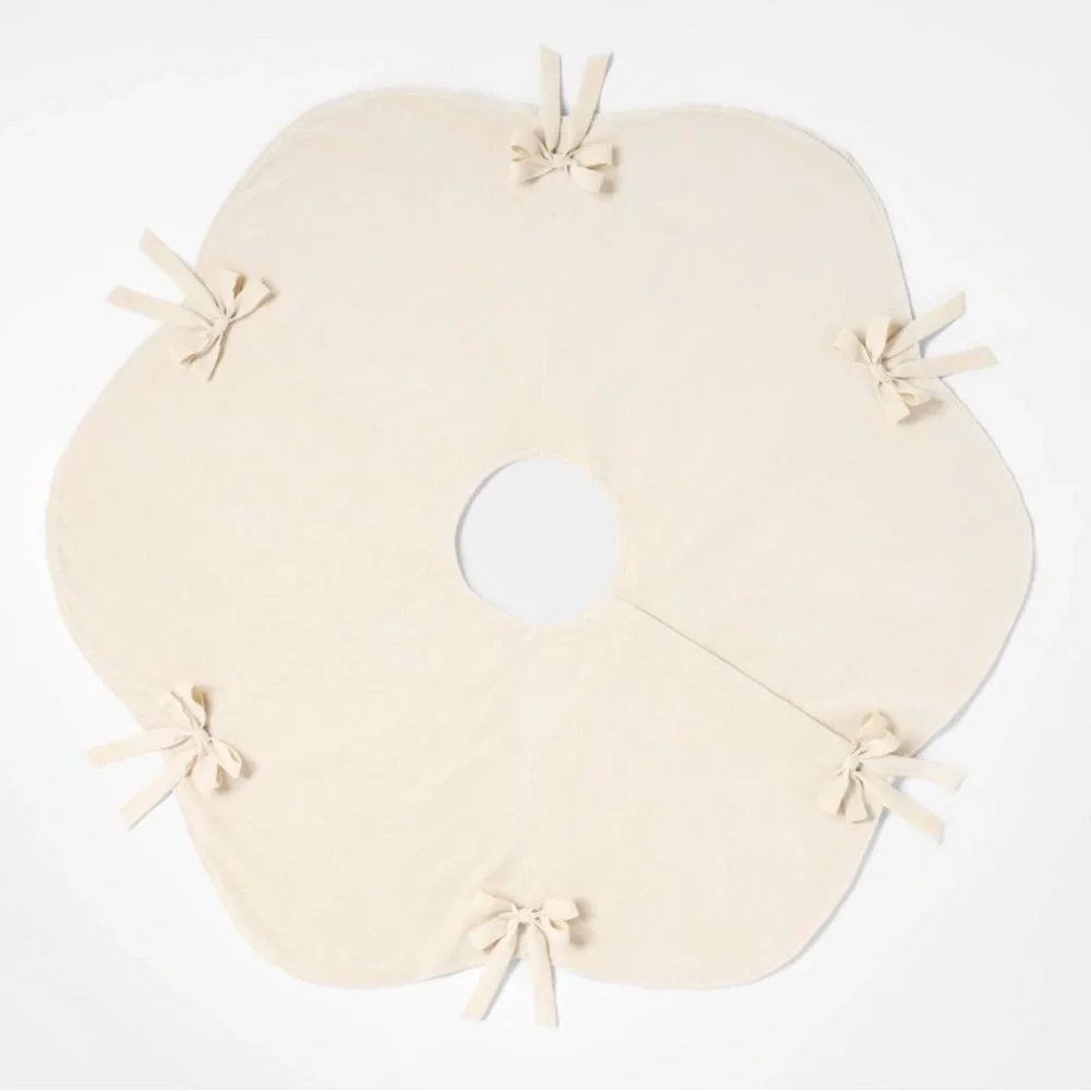 Velvet Bow Christmas Tree Skirt Cream Threshold Studio McGee